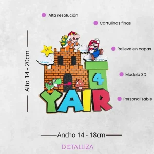 Topper de Castillo Mario Bros Personalizado