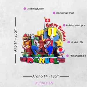 Topper de Mario Bros y Luigi Personalizado