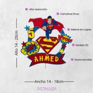 Topper de Superman en Glitter Personalizado